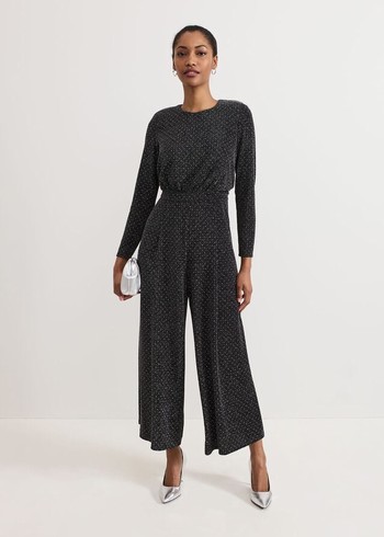 Phase Eight Sasha Sparkle Jumpsuit Black USA | 8623597-TY